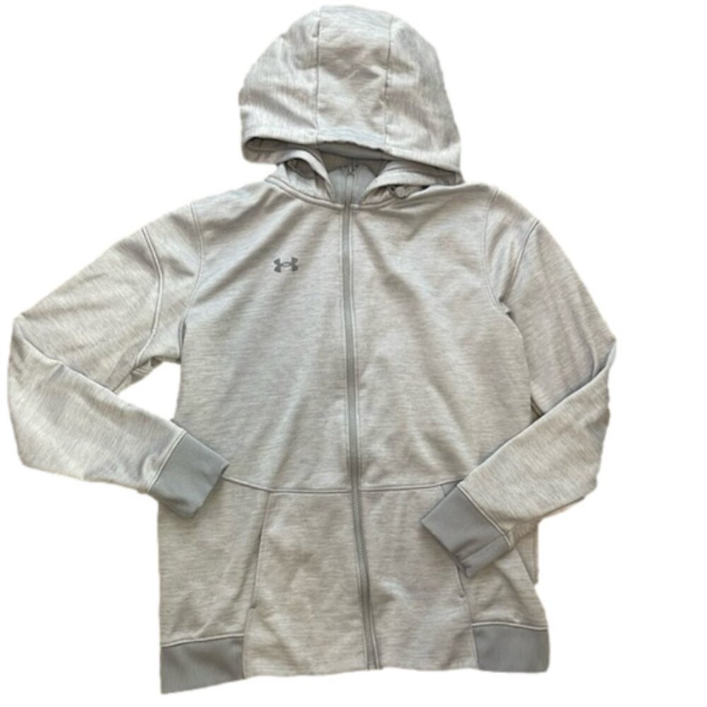Under armour womens size medium tall zip hoodie in light grey